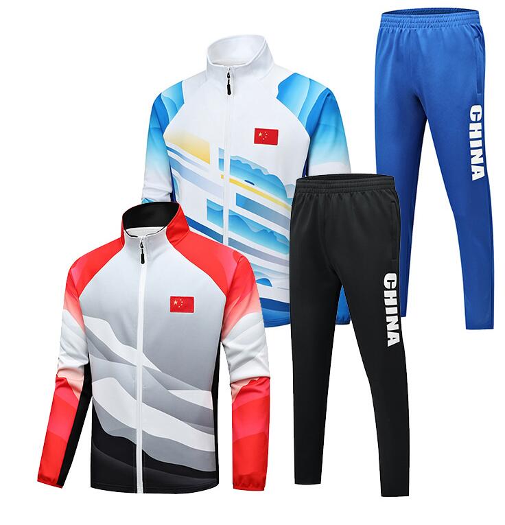 Men's Tracksuits Unisex Student Uniform Chinese Teams Tennis Player Training Suits Jacket + Pants Athlete Award Winning National Team Clothing