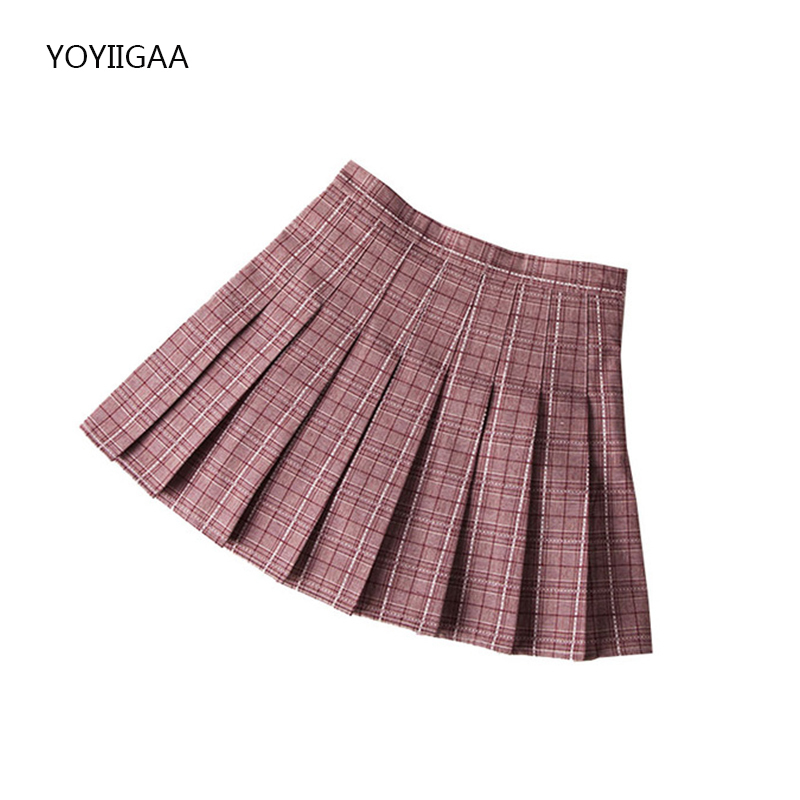 Summer Women Pleated Skirts High Waist Female Plaid Mini Skirt Sweet Cute Ladies Girls Dance Skirt Preppy Style Pleated Skirts 220701