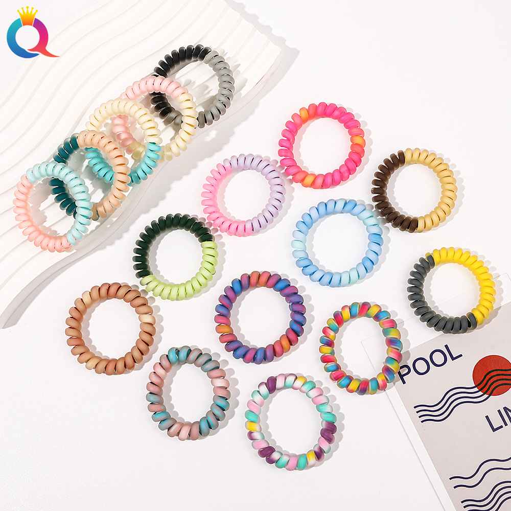 Spiral Shape Ties Grinded Elastic Hair Bands Girls Accessories colorful Rubber Band Headwear Gum Telephone Wire Hair Rope, Mix color 
Spiral Shape Ties Grinded Elastic Hair Bands Girls Accessories colorful Rubber Band Headwear Gum Telephone Wire Hair Rope, Mix color