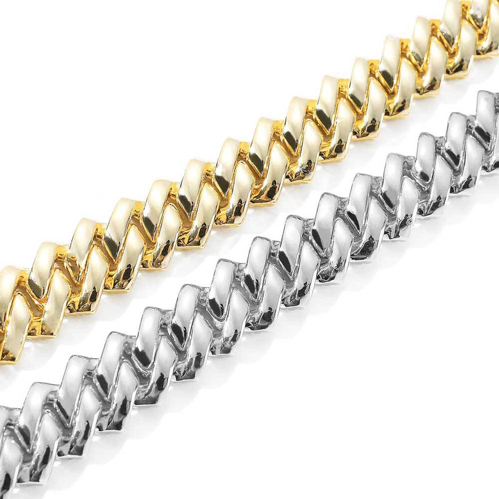 14mm Hip Hop Tennis Chains Jewelry Mens Diamond Cuban Link Necklaces 18k Real Gold Plated