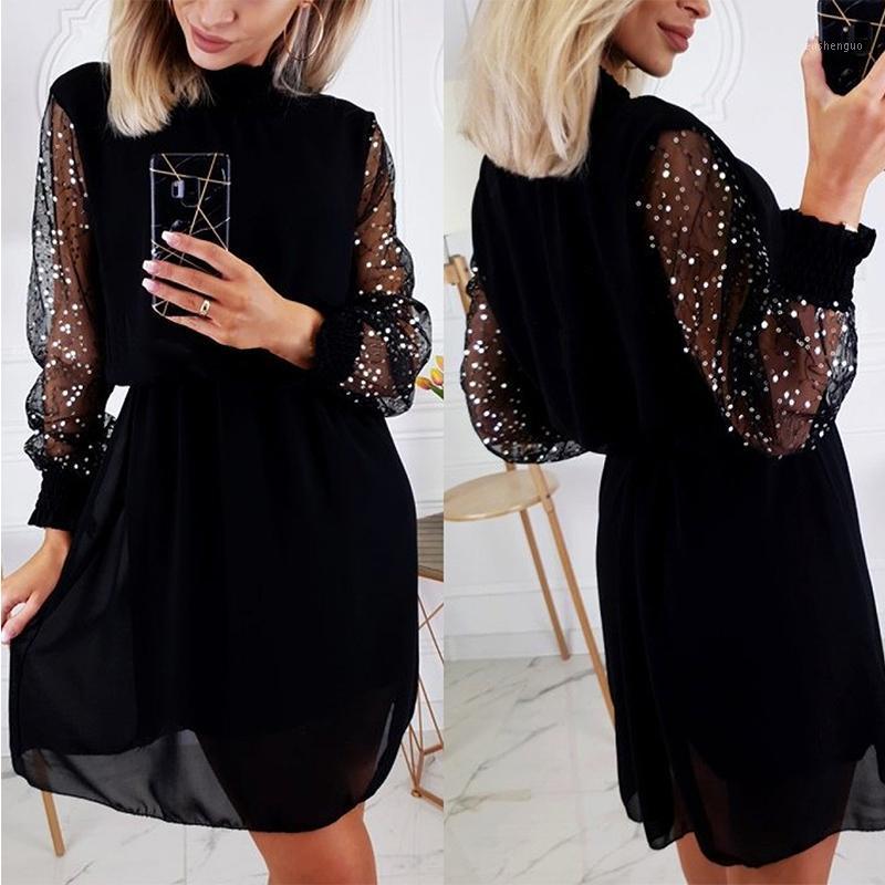Casual Dresses Fashion Women Long Sleeve Turtleneck Beading Polka Dot See Through Dress Sexy Black
Casual Dresses Fashion Women Long Sleeve Turtleneck Beading Polka Dot See Through Dress Sexy Black