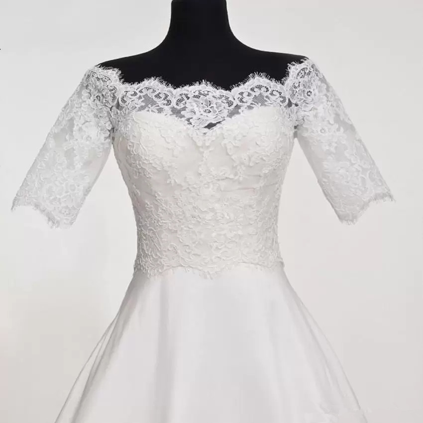 Custom Made White Ivory Bridal Wraps Jacket Bolero Bride Shawl Half Sleeve Lace Wedding Accessories Wedding Jacket Wrap