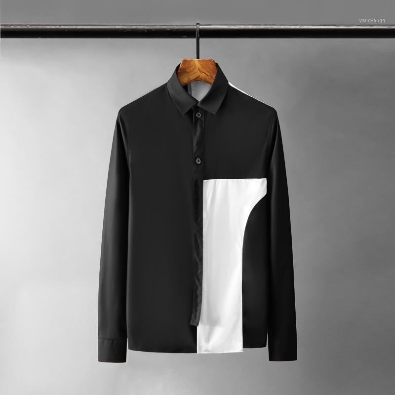 Men's Casual Shirts Black White Splicing Mens Luxury Long Sleeve Business And Male Fashion Slim Fit Party Man
Men's Casual Shirts Black White Splicing Mens Luxury Long Sleeve Business And Male Fashion Slim Fit Party Man