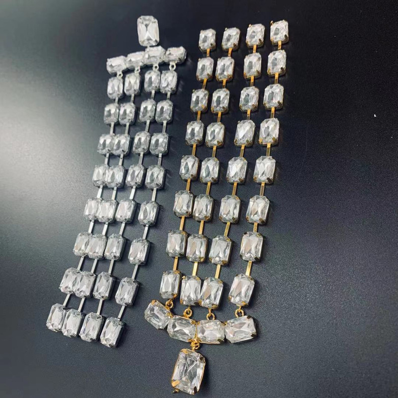Handmade Long Fringed Big Drop Earrings Accessories for Girl Oversize Crystal Hanging Dangle Wedding Jewelry 220429