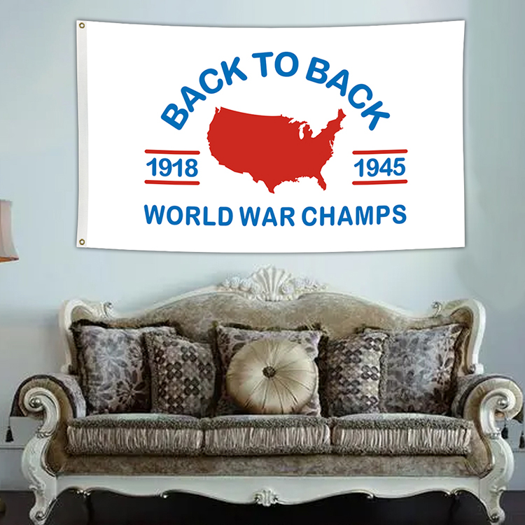 Back to Back World War Champs Flag 3x5 Ft With Brass Grommets For Indoor Outdoor Yard Decoration
Back to Back World War Champs Flag 3x5 Ft With Brass Grommets For Indoor Outdoor Yard Decoration