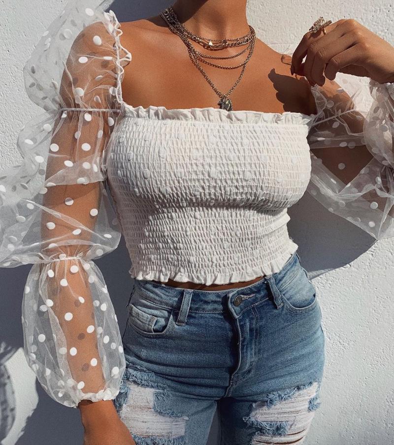 Women's Blouses & Shirts Fashion Organza Transparent White Shirt Female Blusas Women Mesh Sheer Blouse Chiffon See Through Long Sleeve Top B, 02
Women's Blouses & Shirts Fashion Organza Transparent White Shirt Female Blusas Women Mesh Sheer Blouse Chiffon See Through Long Sleeve Top B, 02