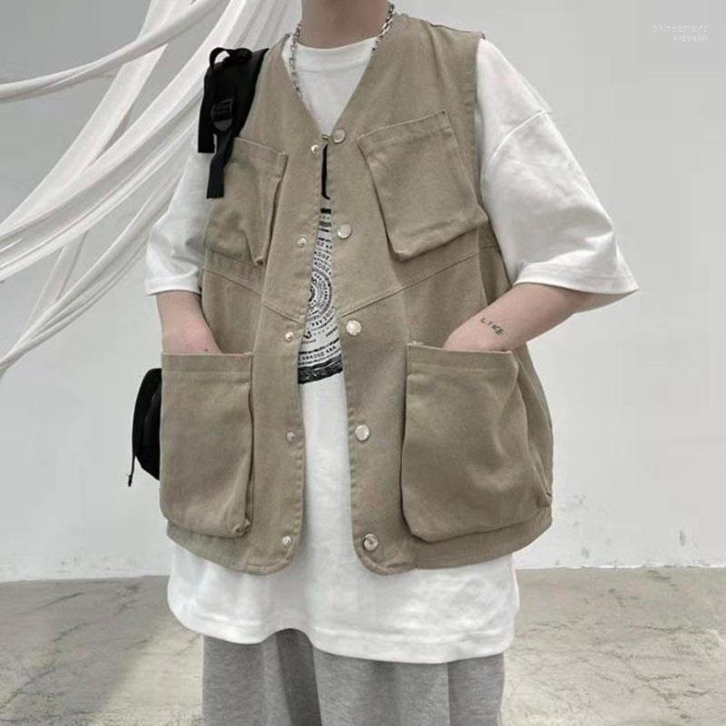Men's Vests Korean Men Cargo Vest Mens Fashion Tooling Hip Hop Sleeveless Jacket Loose Casual Multi-Pocket Outdoors Spring Phin22, Khaki
Men's Vests Korean Men Cargo Vest Mens Fashion Tooling Hip Hop Sleeveless Jacket Loose Casual Multi-Pocket Outdoors Spring Phin22, Khaki