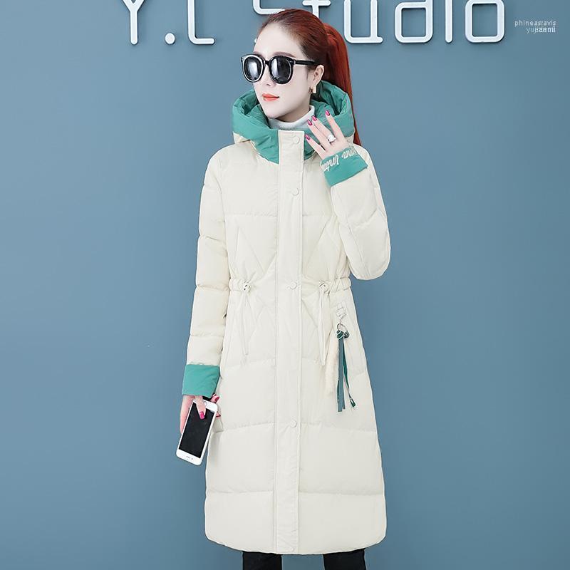 Women' Down & Parkas Women Solid Hooded Coat 2022 Korean Winter Fashion Splice Collect Waist Zipper Pockets Slim Thickening Long Outerwear1, Blue 
Women' Down & Parkas Women Solid Hooded Coat 2022 Korean Winter Fashion Splice Collect Waist Zipper Pockets Slim Thickening Long Outerwear1, Blue