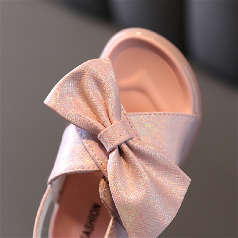 Summer Kids Sandals Girls Leather Toddler Shoes Bowtie Soft Sole Sandale Enfant Fille Fashion Slippers For Children 220607