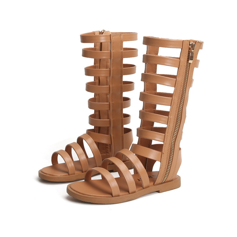 Summer Girls Shoes Leather Fashion Toddler Gladiator Sandals Baby Girls Sandals High Top Roman Sandles For Girls B969 220527