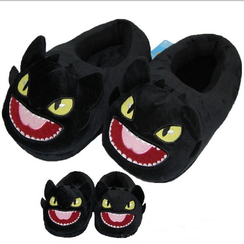 Stylist Halloween Toothless Train Dragon cotton slippers plush home warm slippers Train Your Dragon Black Dragon NightFury 201026 F2501031
