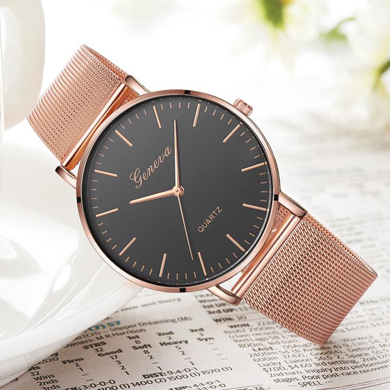 Wristwatches GENEVA Fashion Casual Watches Rose Gold Luxury Women Stainless Steel Mesh Band Quartz Bracelet Dames Horloges, 150911-c
Wristwatches GENEVA Fashion Casual Watches Rose Gold Luxury Women Stainless Steel Mesh Band Quartz Bracelet Dames Horloges, 150911-c