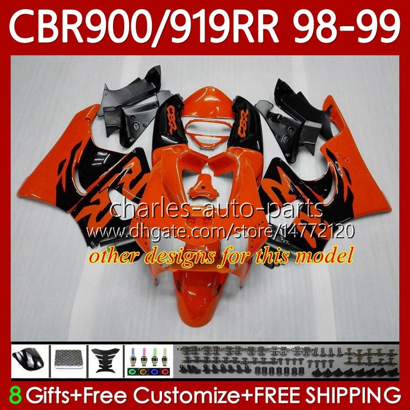 Fairings Kit For HONDA CBR 919RR 900RR 900CC 919CC CBR919 CBR900 RR CBR919RR 98 99 Body 127No.58 CBR 900 919 Red blue RR CC 1998 1999 CBR900RR 1998-19