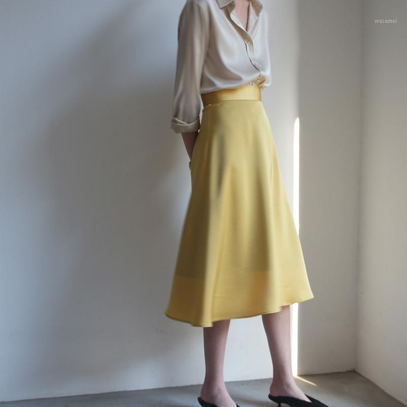 Skirts Spring Summer Women Satin Silk Skirt Elegant Solid Color High Waist Office Lady Yellow Womens A-line Long
Skirts Spring Summer Women Satin Silk Skirt Elegant Solid Color High Waist Office Lady Yellow Womens A-line Long