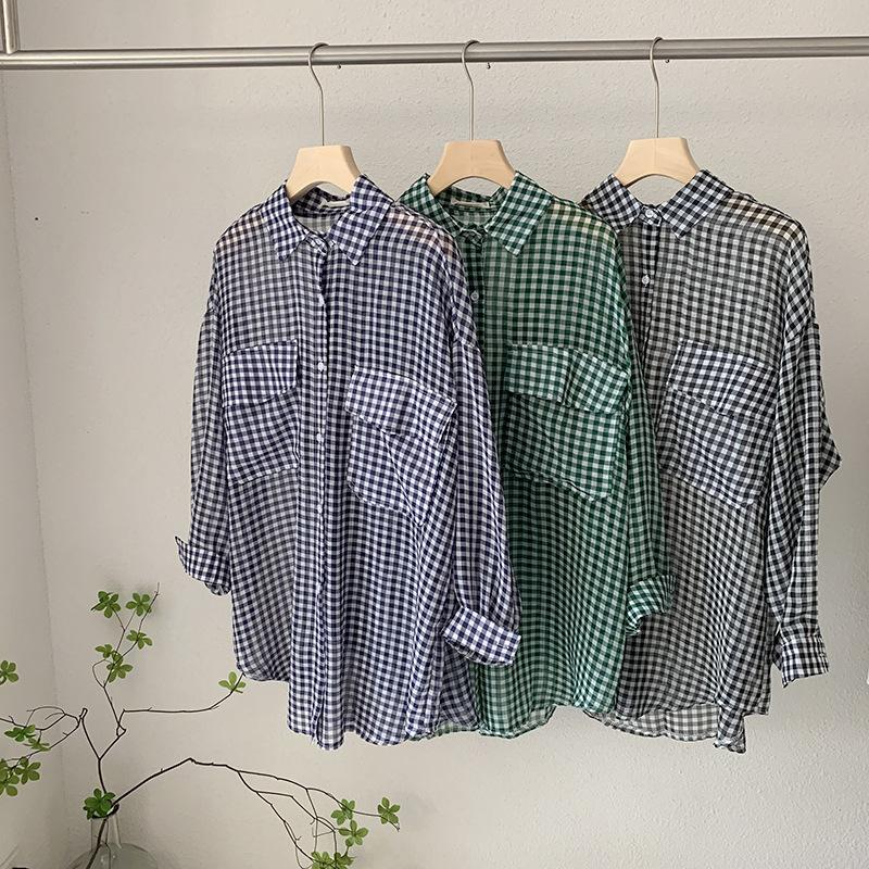 Women's Blouses & Shirts Fashion Plaid Long Sleeve Women Sun Protection 2022 Summer Turn Down Collar Single Breasted Loose Female BlouseWome, Green
Women's Blouses & Shirts Fashion Plaid Long Sleeve Women Sun Protection 2022 Summer Turn Down Collar Single Breasted Loose Female BlouseWome, Green