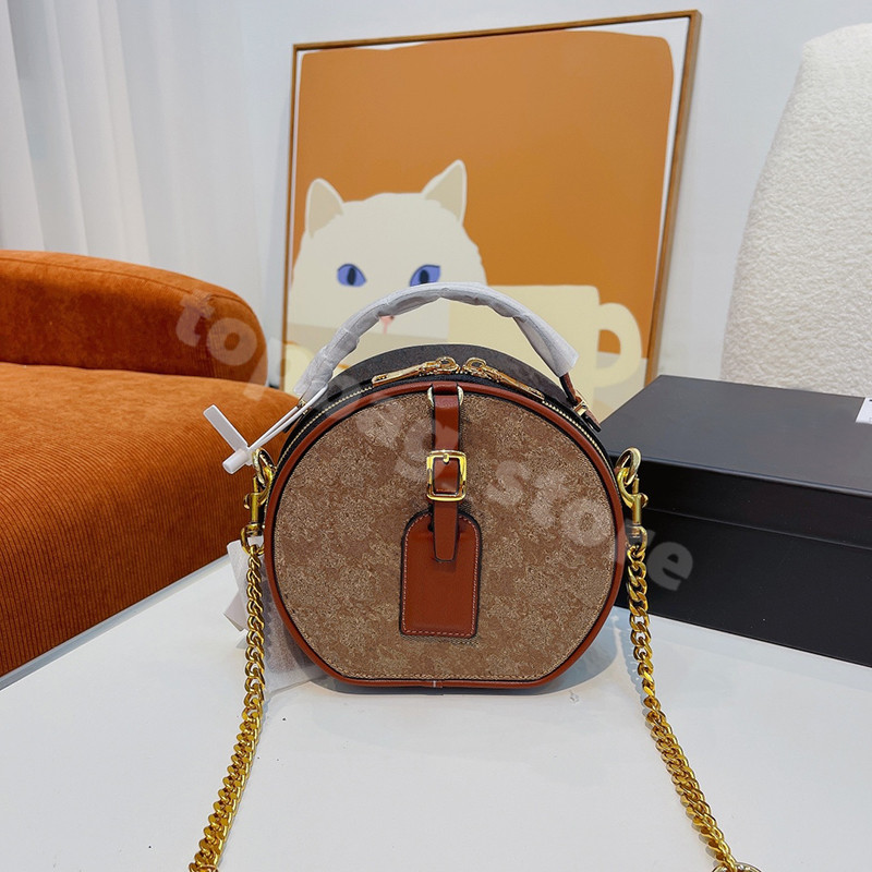 New Messenger Bag Ladies Shoulder Handbag Chain Packet Fashion Retro Round Cake Bag Letter Printing
