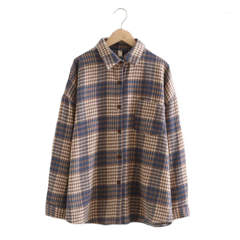 Women' Blouses & Shirts 2022 Woolen Plaid Womens Autumn Winter Thick Long Sleeve Lady Warm Tops Loose Checked Female Clothing Outwear, Blue
Women' Blouses & Shirts 2022 Woolen Plaid Womens Autumn Winter Thick Long Sleeve Lady Warm Tops Loose Checked Female Clothing Outwear, Blue