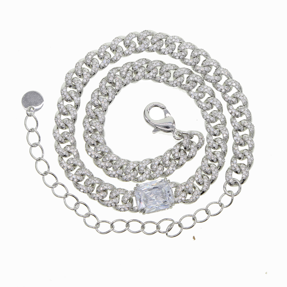 Valentine's Gift Heart cz Miami cuban link chain choker necklace white pink girlfriend lover gift iced out jewelry