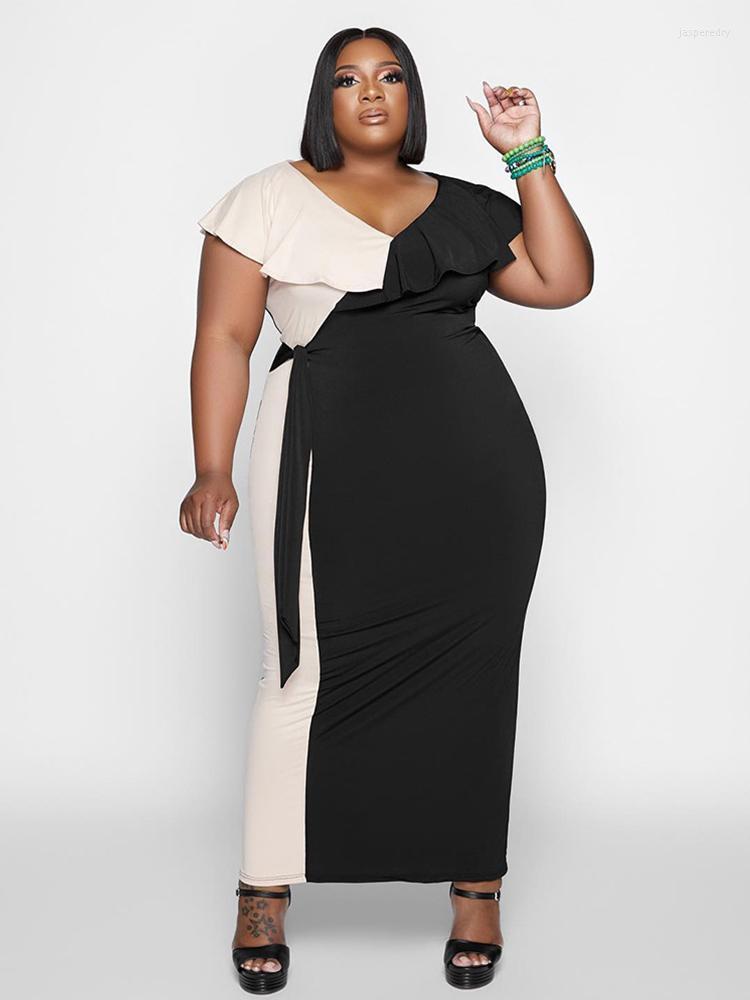 Plus Size Dresses ZJFZML ZZ Women 2022 Wholesale Elegant Fashion Contrast Color Ruffles V-neck Fitness Party Dress Drops Jasp22, Black
Plus Size Dresses ZJFZML ZZ Women 2022 Wholesale Elegant Fashion Contrast Color Ruffles V-neck Fitness Party Dress Drops Jasp22, Black