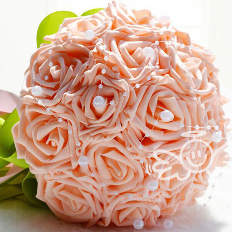 Beautiful Wedding Bridal Bouquet Wedding Decoration Bridesmaid Flower Pearls with Silk Rose Purle Ivory Pink and Red