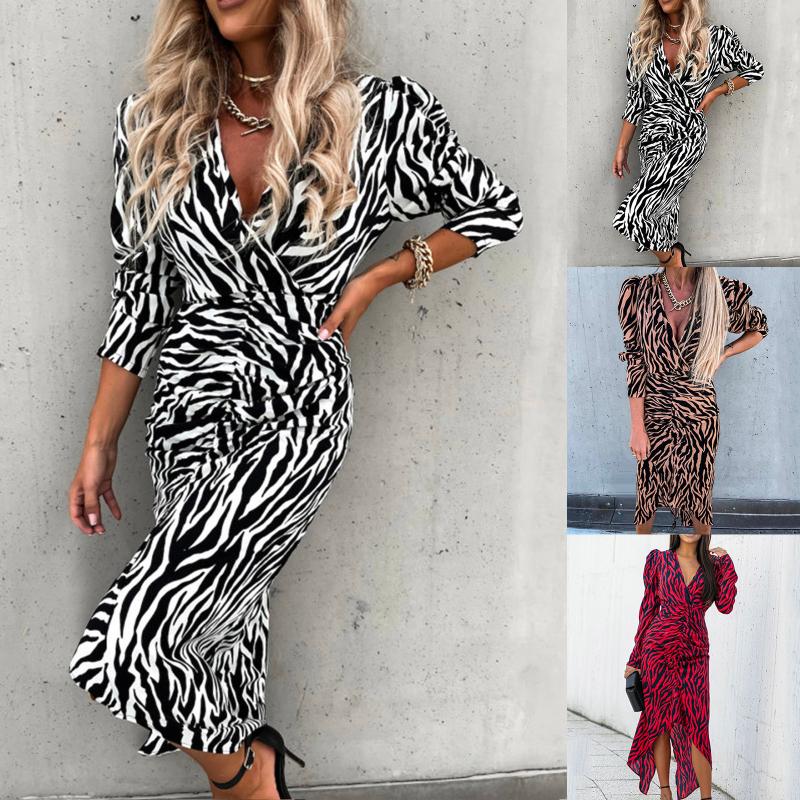 Casual Dresses Fashion Sexy Zebra Stripe Print Slim Fit Long Dress 2022 Spring V Neck Sleeve Party Women Elegant Wrap Maxi DressCasual, Red
Casual Dresses Fashion Sexy Zebra Stripe Print Slim Fit Long Dress 2022 Spring V Neck Sleeve Party Women Elegant Wrap Maxi DressCasual, Red