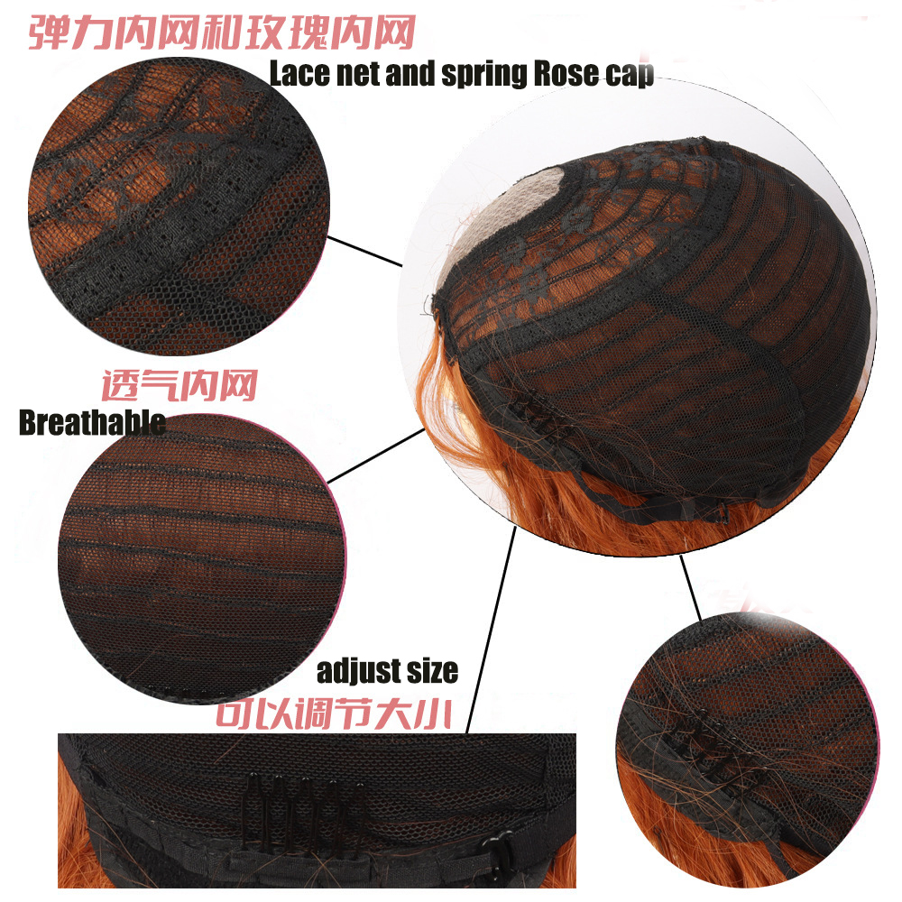 Fashion Orange Synthetic Middle Part Long Natural Wavy Wigs For Women Daily Hair Wigs Heat Resistant Fiber wig