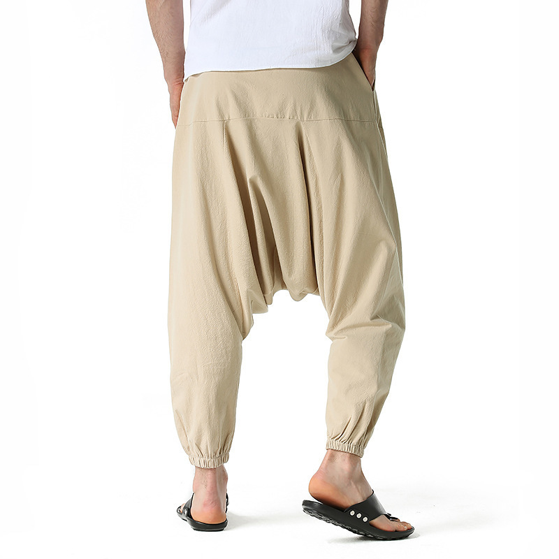 Cotton Line Joggers Men Baggy Hippie Boho Gypsy Aladdin Cargo Pants Yoga Harem 0413 4 220518