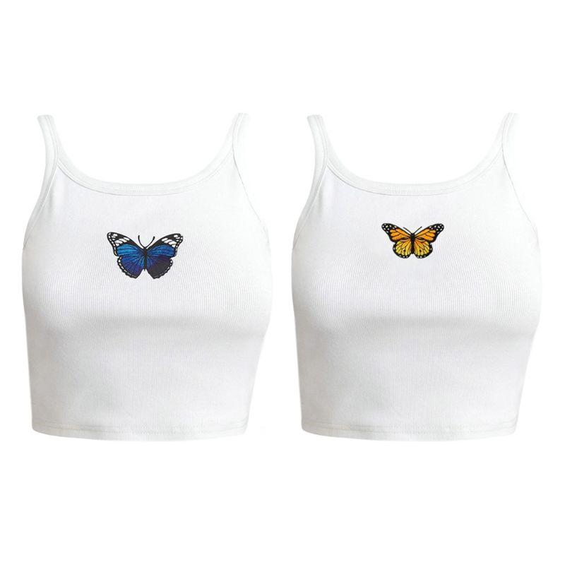 Women' Tanks & Camis Women Sexy Halter Crop Top Colorful Butterflies Sleeveless Short Slim Vest Ribbed Knit Stripes Beach Party Clubwear, Bl
Women' Tanks & Camis Women Sexy Halter Crop Top Colorful Butterflies Sleeveless Short Slim Vest Ribbed Knit Stripes Beach Party Clubwear, Bl