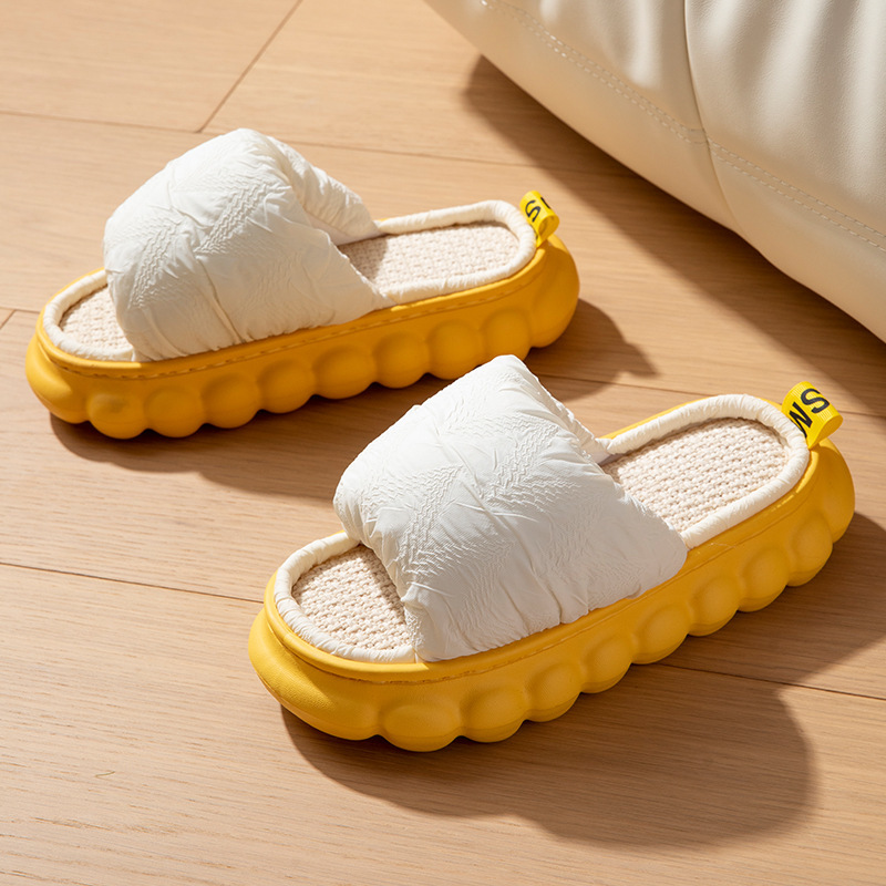 womens cloud slippers shoes breathable cottom linen female indoor home slippers eva thick bottom comfortable soft woman slides