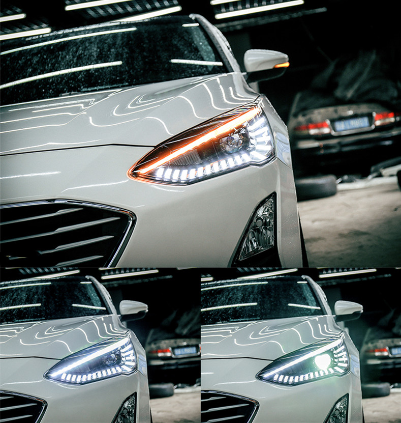 Dual Beam Lens Lamp For Ford Focus 20 19 Headlight Assembly Car Daytime Running Light LED Streamer Turn signal Light