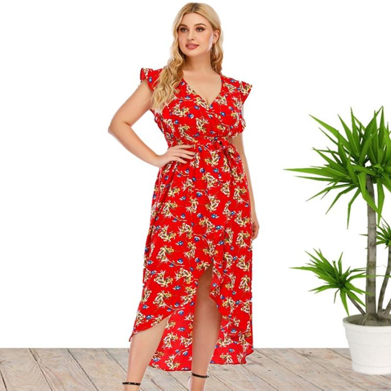 Plus Size Dresses Ladies Summer European And American Style V-Neck Short Sleeve Printed Beach Dress For WomenPlus, Red
Plus Size Dresses Ladies Summer European And American Style V-Neck Short Sleeve Printed Beach Dress For WomenPlus, Red