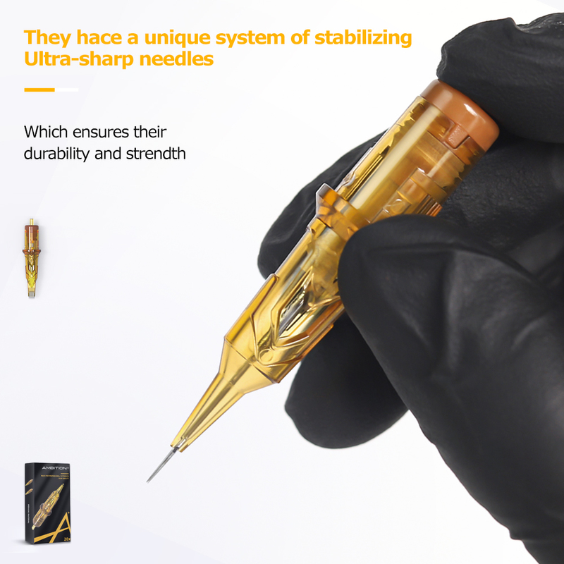 Ambition Golden Armor Tattoo Cartridge Needles RL Disposable Sterilized Safety Tattoo Needle for Cartridge Machines Grips 20pcs 220726