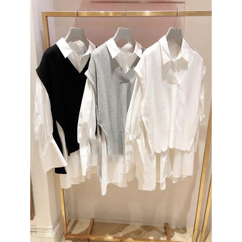 Work Dresses Kuzuwata 2022 Early Spring Japanese Temperament Commuter Women' Sets V Neck Long Sleeve Irregular Shirt Dress Sweater Vest, Black white
Work Dresses Kuzuwata 2022 Early Spring Japanese Temperament Commuter Women' Sets V Neck Long Sleeve Irregular Shirt Dress Sweater Vest, Black white