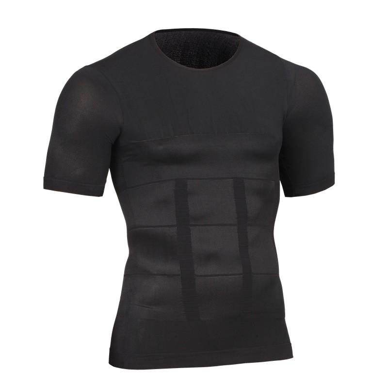 Men's T-Shirts Men Body Shapers Fitness Elastic Abdomen Tight Fitting Short Sleeve Shirt Tank Tops Shape Underwear Slimming Boobs Shaping