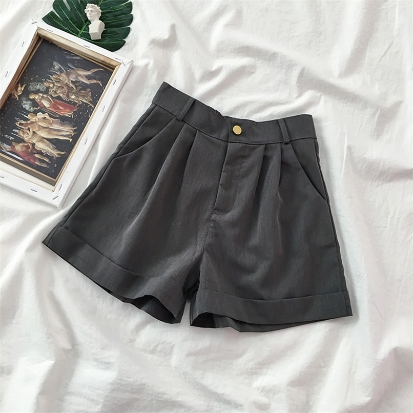 High Waisted Shorts Women Simple Japanese Style Chic Casual Soft Daily Ladies Trousers Basic Loose Ins Woman Bottom All match 220630