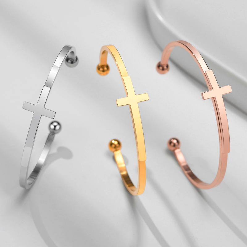 Bangle Cross For Women Stainless Steel Open Sideways Religious JewelryBangleBangle
Bangle Cross For Women Stainless Steel Open Sideways Religious JewelryBangleBangle