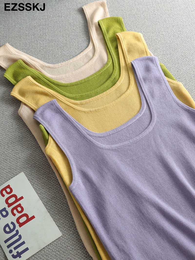 Spring Autumn basic Cashmere U-neck Tank Top Women Casual Soft Sexy Sleeveless cashmere tank vest Female top 220325