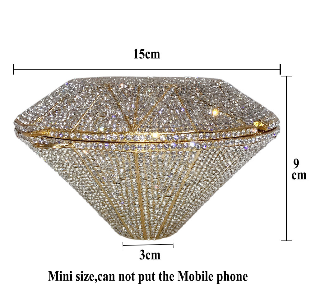 Dia Shape Evening Party Bags Full of Shinestone Shoulder Women's Clutch Banquet Bag