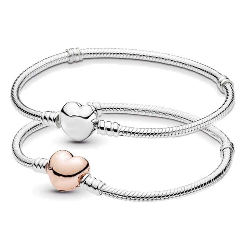 Wholesal 16-21cm 925 Silver Heart Bracelet Rose Gold Snake Chain Clasp Fit European Beads For Pandora Bracelet Charm Beads Bangle & Jewelry DIY
Wholesal 16-21cm 925 Silver Heart Bracelet Rose Gold Snake Chain Clasp Fit European Beads For Pandora Bracelet Charm Beads Bangle & Jewelry DIY