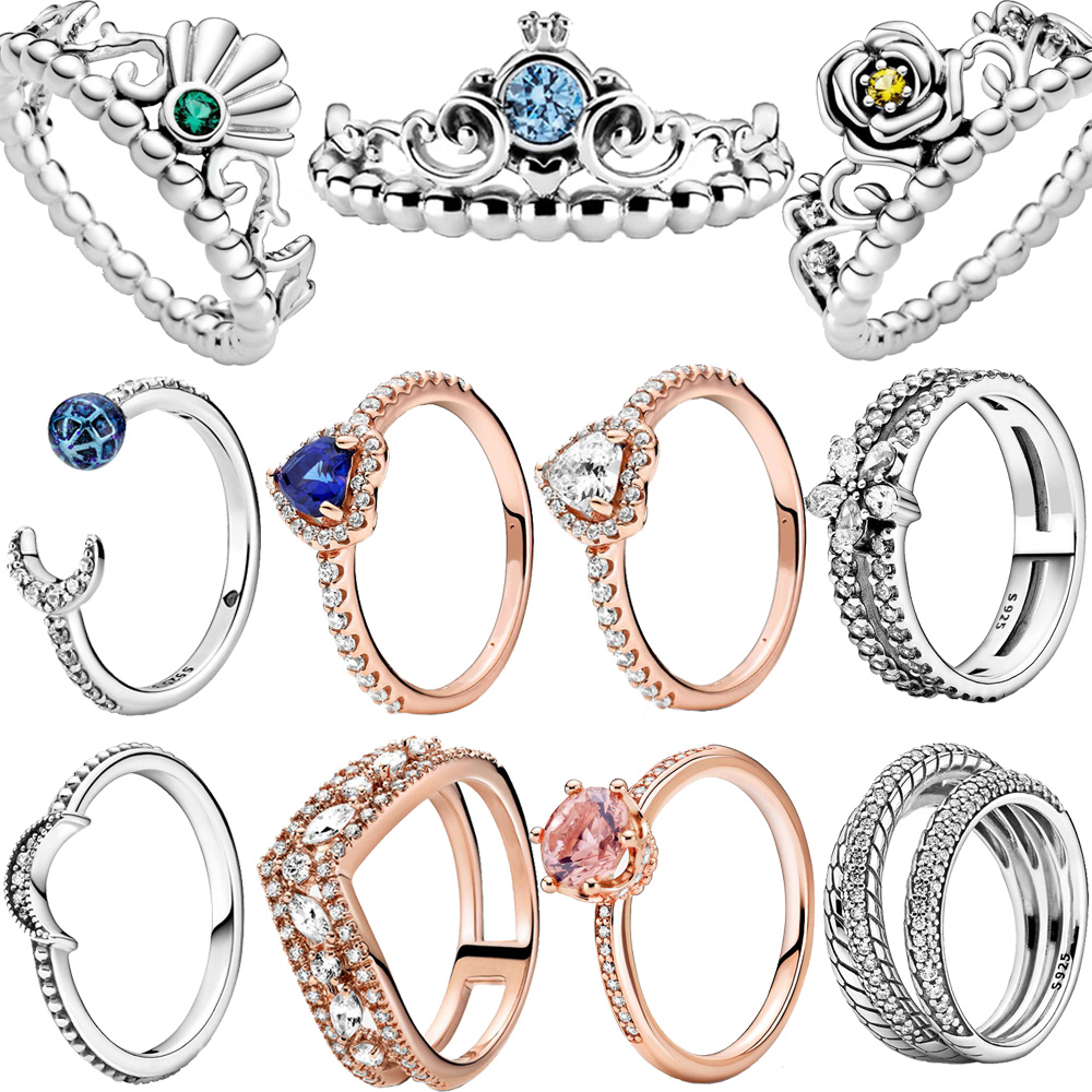 New Popular 925 Sterling Silver Ring Rose Gold Charm Ring Ms Jewelry Fashion Accessories Gift