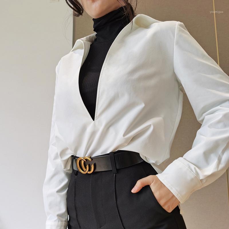 Autumn Sexy Slim Cover Shirt Pure Color Splice Cool Silk Cotton Material Long Sleeve Large V Collar Versatile Comfortable Women' Blouses, White shirt
Autumn Sexy Slim Cover Shirt Pure Color Splice Cool Silk Cotton Material Long Sleeve Large V Collar Versatile Comfortable Women' Blouses, White shirt