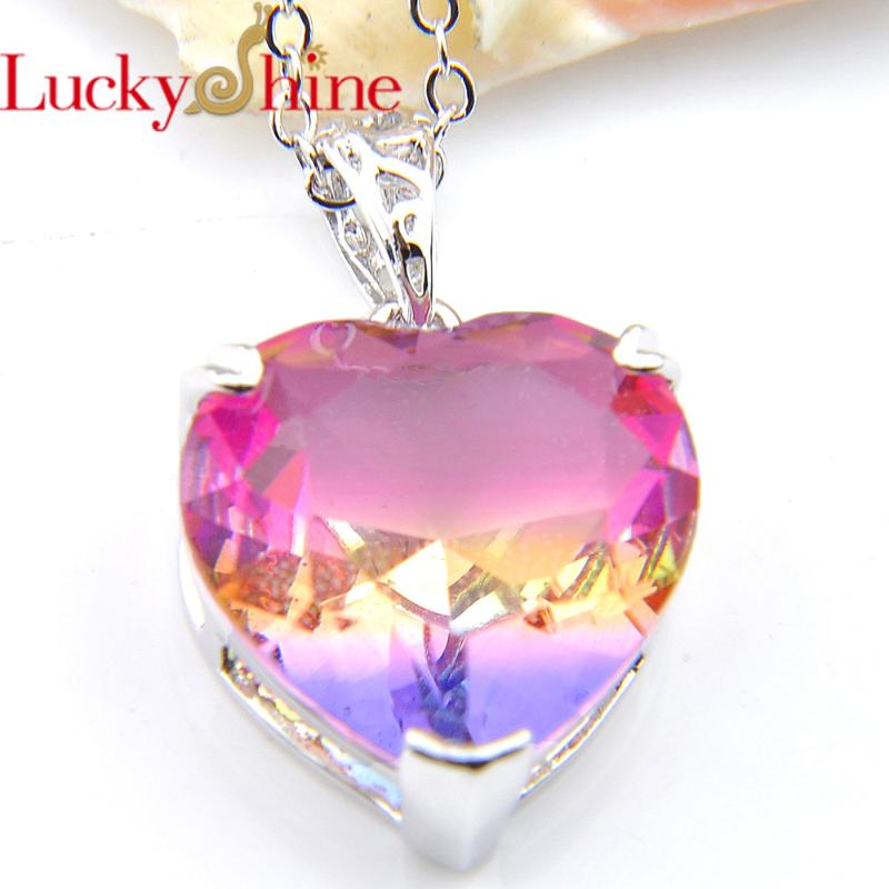 Pendant Necklaces Luckyshine Rainbow Love Heart Bi Colored Tourmaline Pendants Silver Plated For Women Wedding JewelryPendant
Pendant Necklaces Luckyshine Rainbow Love Heart Bi Colored Tourmaline Pendants Silver Plated For Women Wedding JewelryPendant