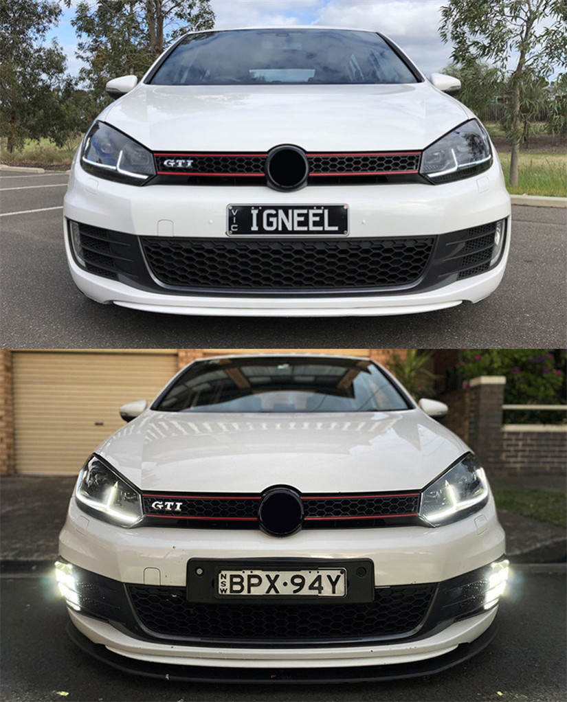 2 PCS Car Lights Parts For VW Golf 6 MK6 jetta R20 2009-2012 Black Samurai Style Head lamps LED Headlight LED Dual beam lens