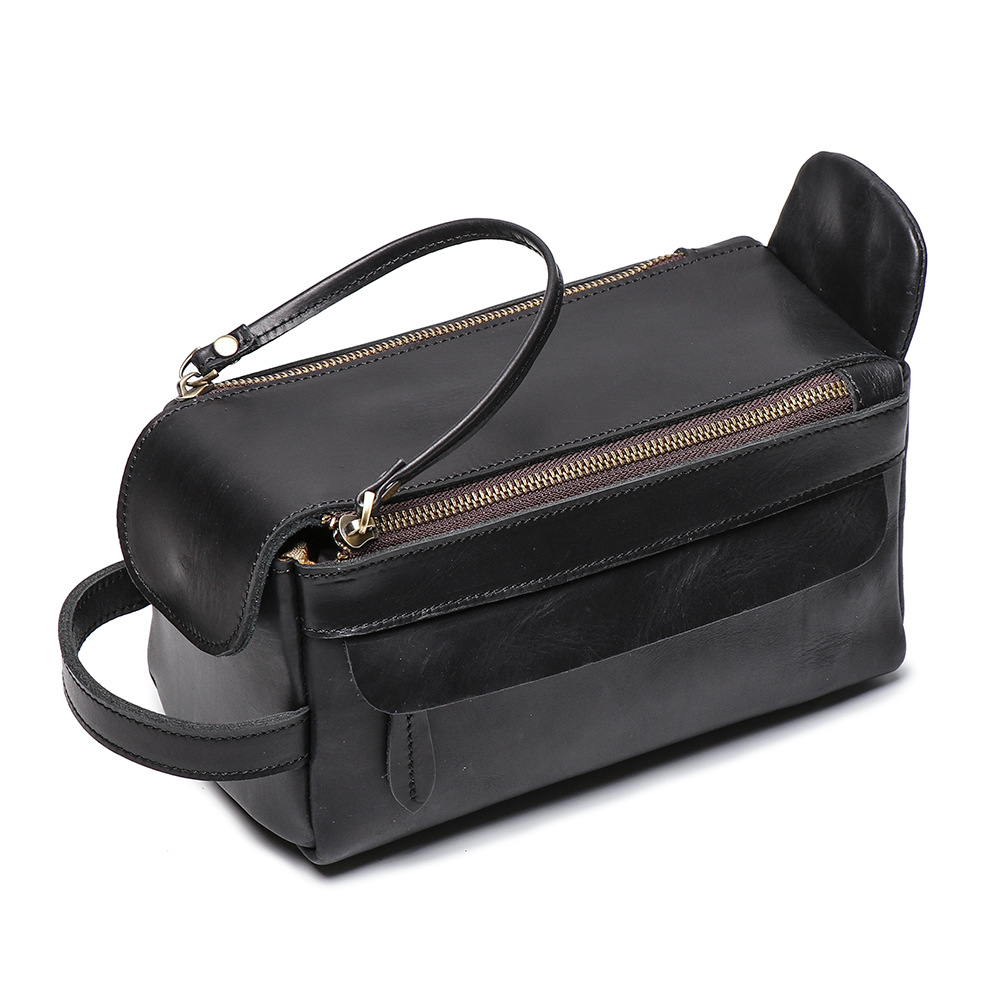 handbag ladies cosmetic bag large capacity crazy horse leather toiletry storage bag