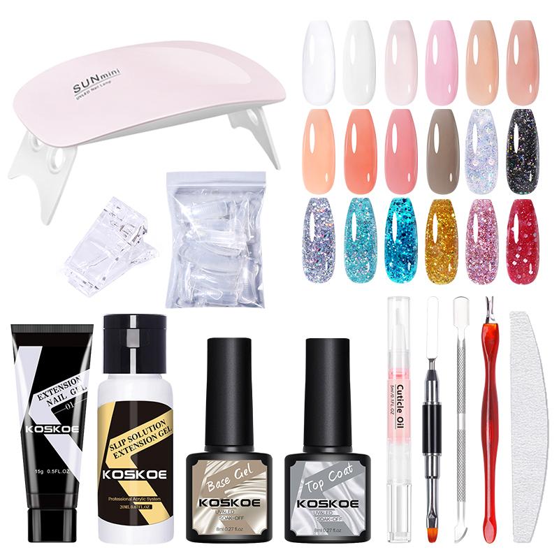 Nail Art Kits KOSKOE Extension Gel Kit UV LED Lamp Glitter Quick Finger Forms French Tips Solid Manicure Set
Nail Art Kits KOSKOE Extension Gel Kit UV LED Lamp Glitter Quick Finger Forms French Tips Solid Manicure Set