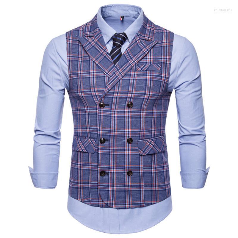 Men's Vests Business Casual Vest Plaid High Quality Jacket Sleeveless Style Slim Fit Dress For Men Phin22, Blue
Men's Vests Business Casual Vest Plaid High Quality Jacket Sleeveless Style Slim Fit Dress For Men Phin22, Blue