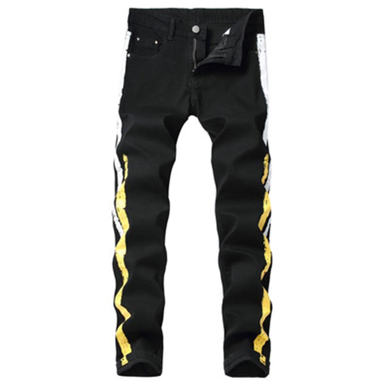 Men's Jeans Men's Black Slim-Fit Stretch Personalized Printing Fashion TrousersMen's
Men's Jeans Men's Black Slim-Fit Stretch Personalized Printing Fashion TrousersMen's