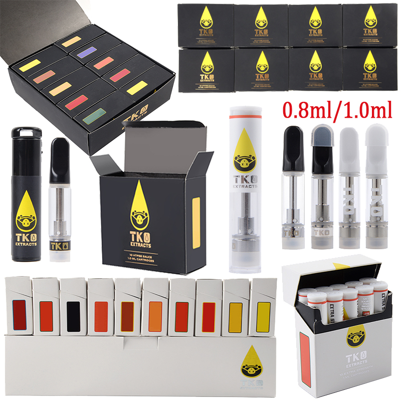 TKO Cartridge Glass Atomizers 0.8ml 1ml Empty Vape Cartridge Packaging E Cigarettes 510 Thread Dab Pen Vaporizer Thick Oil Carts Starter Kits 20 Strains
TKO Cartridge Glass Atomizers 0.8ml 1ml Empty Vape Cartridge Packaging E Cigarettes 510 Thread Dab Pen Vaporizer Thick Oil Carts Starter Kits 20 Strains
