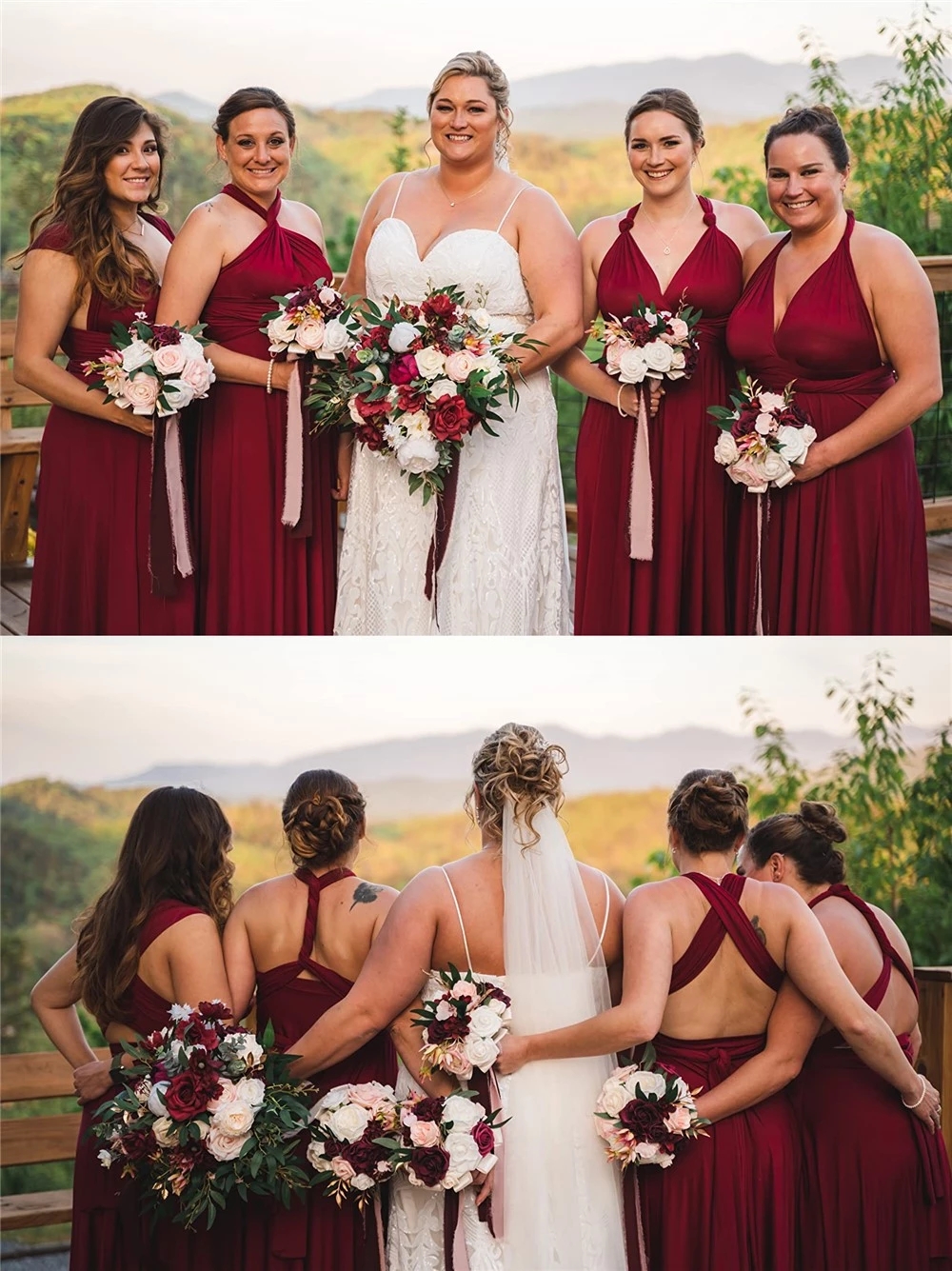 US Stock Bridesmaid Dresses Variable Wearing Ways Top Quality A-e Sleeveless Wine Red Dusty Blue Navy Maid Of Honor Gowns Wedding Guest Wears