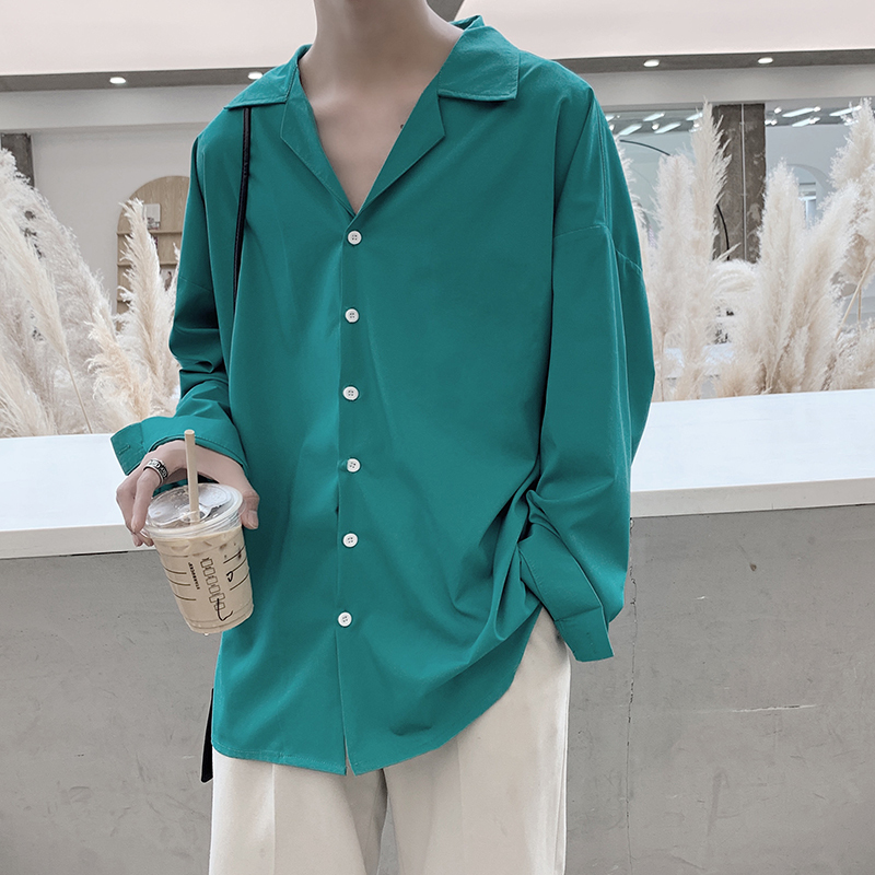 Men's Suit Collar Lining Loose Coats Long Sleeve Slim Fit Shirt French Cuff Mens Fashion 6 Color Shirts Camisa Masculina 220322